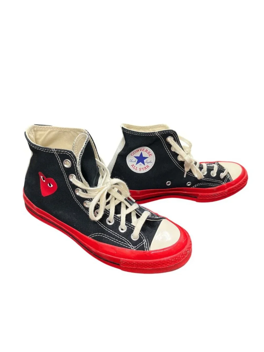 Converse Comme Garcons play Chuck high black red sneakers sz 7mns9wms SKU 10-603
